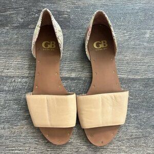 Gianni Bini Pool Party Open Toe Leather Flats 8.5